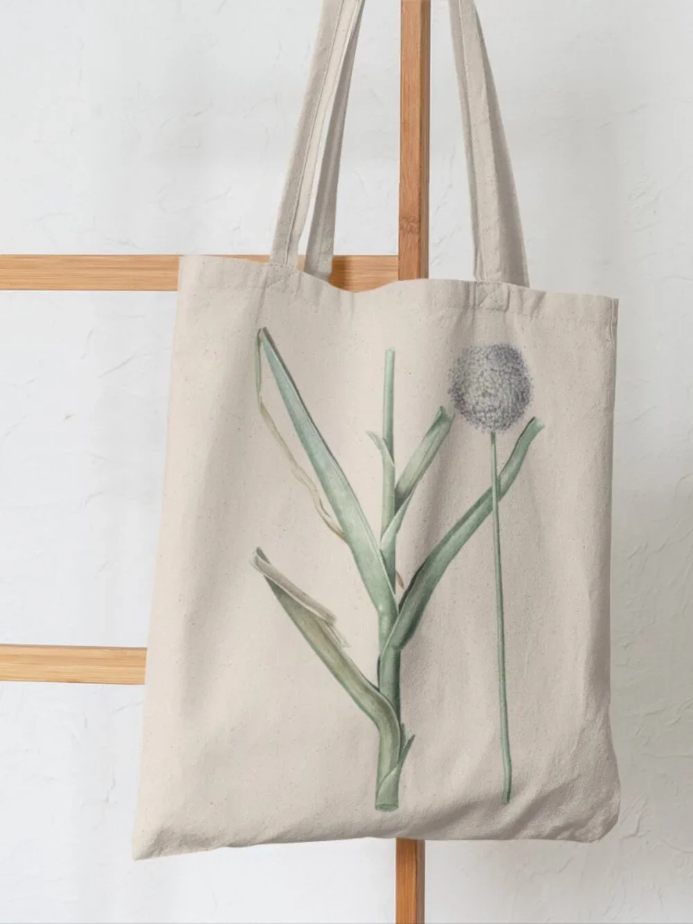 Wild Leek Vintage Floral Print Graphic Canvas Tote Bag